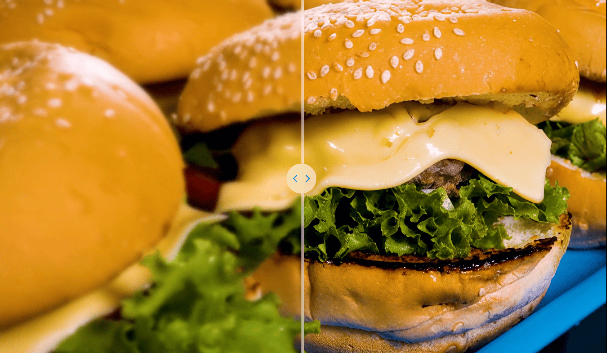 AI video upscaler workspace showing before and after comparison